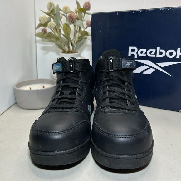 Reebok Work Hi-Top Sneakers Non-metal Safety Composite Toe RB494 Black Women 10W - Picture 2 of 9